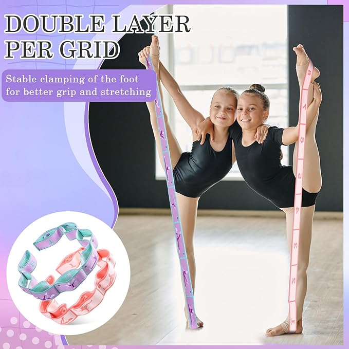 Stretch Strap for Kids Elastic Gymnastics Stretching Ballet Dance Band with 8 Loops Adjustable Exercise Training Resistance Strap for Children Stuff Pilates Latin Yoga Equipment