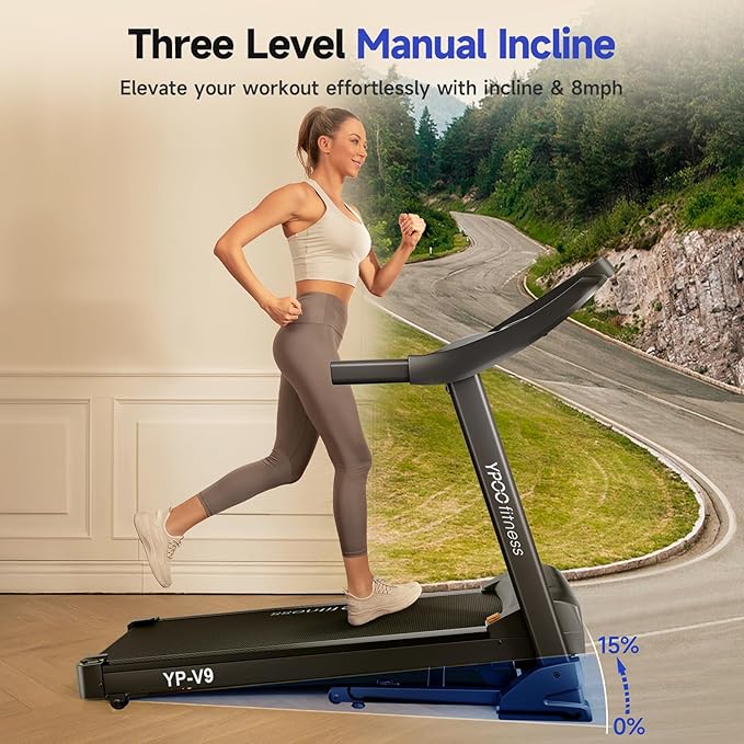Treadmills for Home Use, Walking Pad Treadmill with Incline, Auto Foldable Treadmill for Home, 8.0 MPH Running Treadmill with Bluetooth Enabled, 300 lbs User Capacity