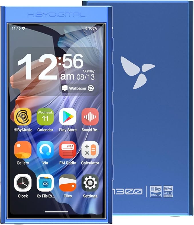 HiBy Digital M300 Music Player with Speaker Android 13 OS SD665 Soc Bluetooth WiFi and FM 1280x640 Resolution IPS Display Supports PCM768k DSD256 32G+2TB Expandable Memory Blue