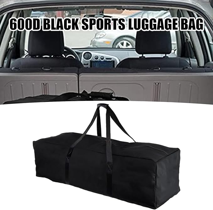 42-Inch 600D Black Travel Sports Duffle Bag with Upgrade Zipper - Collapsible, Waterproof, Multi-Purpose Storage for Camping, Hunting, and Sports Equipment