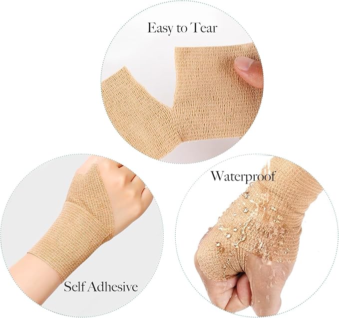 32 Rolls Self Adhesive Bandage Wrap 2 inch Cohesive Bandage Wrap Stretch Bandages Wraps Tape Skin Elastic Self-Adherent Tape for Wrist Ankle Sports Swelling Sprains