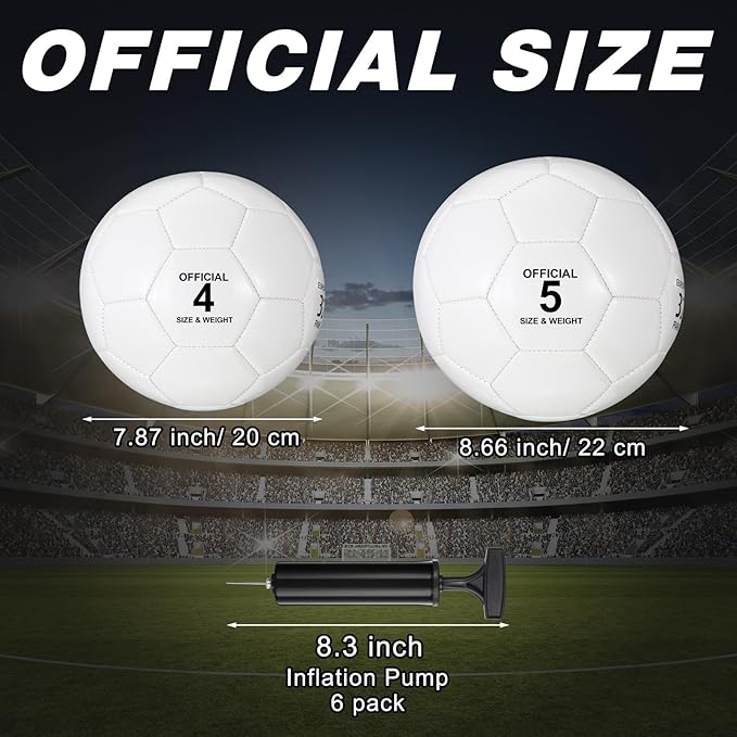 6 Pcs Operation Christmas Soccer Ball Bulk with Pump Needles, Size 3 4 5 Deflated Soccer Ball Gift for Youth Adult Game Training Practice Christian Charity Donation Supplies