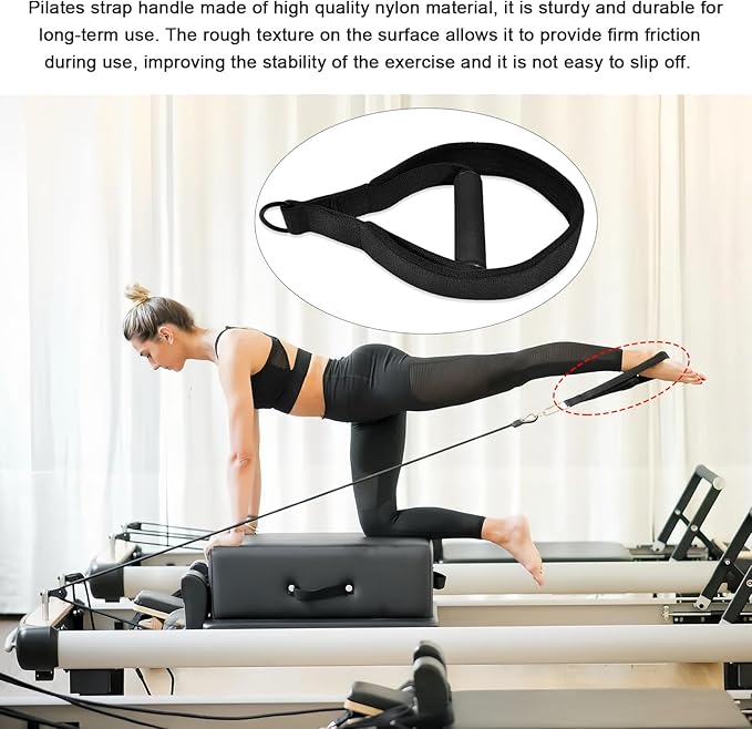 Pilates Double Loop Straps for Reformer, D Ring Straps Handle, Yoga Exercise Straps, 2 PCS