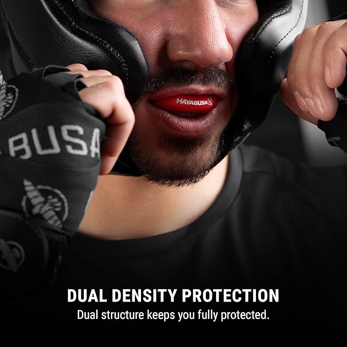 Hayabusa Combat Sports Mouth Guard Youth, Kids and Adult Sizes Comes with Case - Red/Black, Adult