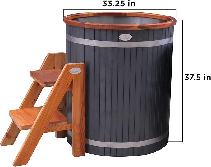 Ice Bath Tub | Cold-Plunge Therapy | Cold Plunge Tub | Up-Right Ice Bath | 118 Gallon Water Capacity | Steps & Cover Included | 37.5” x 33.25”