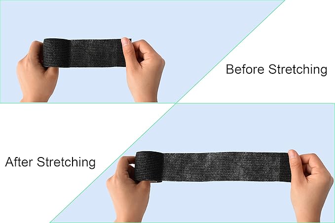 10 Pack Self Adherent Bandage Wrap Elastic Cohesive Bandage Self Adhesive Tape Vet Wrap Tape 2 Size (8Pack 2'' and 2Pack 1''), Black