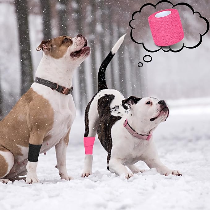 8 Pack 2 in x 5 Yards Cohesive Wrap Self Adhesive Bandage Wrap Elastic Self Adherent Wrap Self Stick Vet Tape for Athletic, Wrist, Ankle, Knees, Pets (Pink)