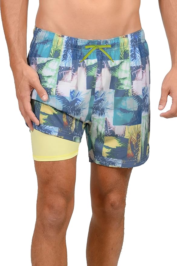 INGEAR Men's Athletic Stretch Workout Shorts Gym Quick Dry Running Trunks Boxer Lining