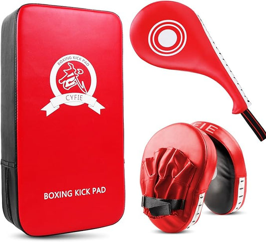 3 in 1 Boxing Training Equipment, Punching Mitts, Martial Arts Target Training Paddle and Kicking Pad for Kickboxing, Taekwondo, Karate, Muay Thai, Dojo, MMA, Sparring for Kids, Toddler, Women