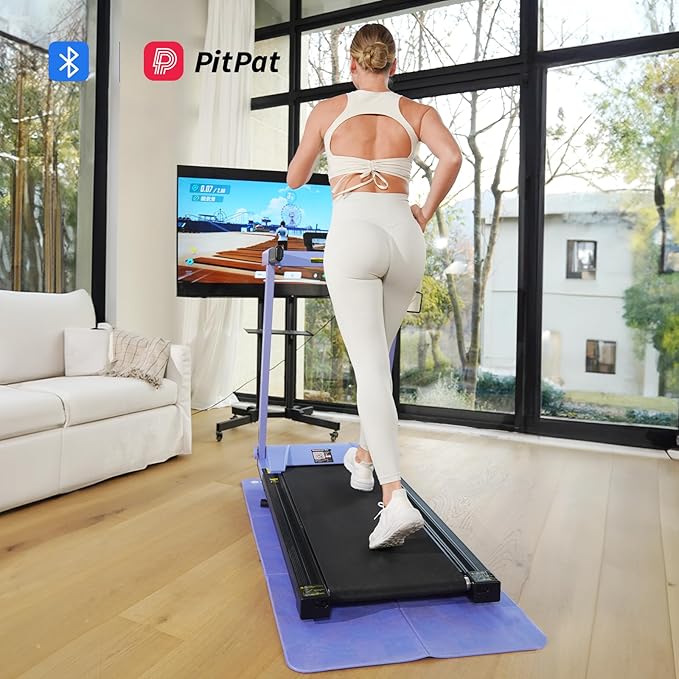 DeerRun Treadmills for Home with Incline and Handles, 3.5 HP Foldable Treadmill 350 LBS Weight Capacity for Small Spaces, Folding Running Machine with Smart APP