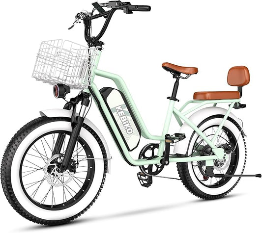 2 Seater Electric Bike, 48V 20AH(𝟗𝟔𝟎𝐖𝐇) Large Removable Battery, 𝟏𝟑𝟎𝟎𝐖 Peak Motor, 20"x 4.0" Fat Tire Ebike for Adults, 80+Miles Max,30+MPH, City Couple E Bike for All Terrain