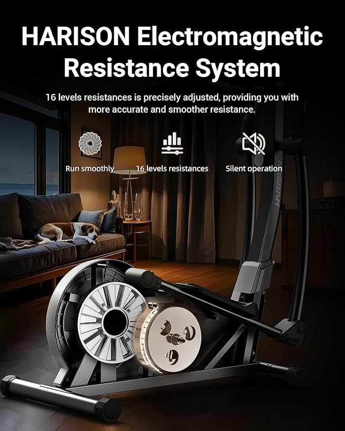 HARISON Elliptical Machine for Home 350 LBS Capacity, Magnetic Elliptical Exercise Machine with 16-Level Resistance Control, Elliptical Trainer with HARISON Bluetooth