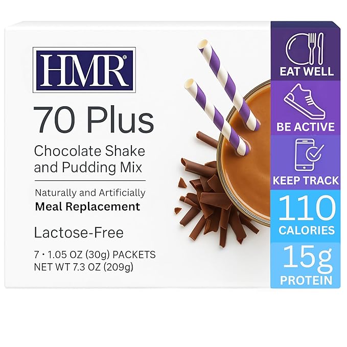 HMR 70 Plus Chocolate Shake & Pudding Mix | Meal Replacement Powder | Lactose-Free | 15g Protein | Supports Healthy Weight Loss | Easy to Make | Low Calorie | 21 Single Serving Packets