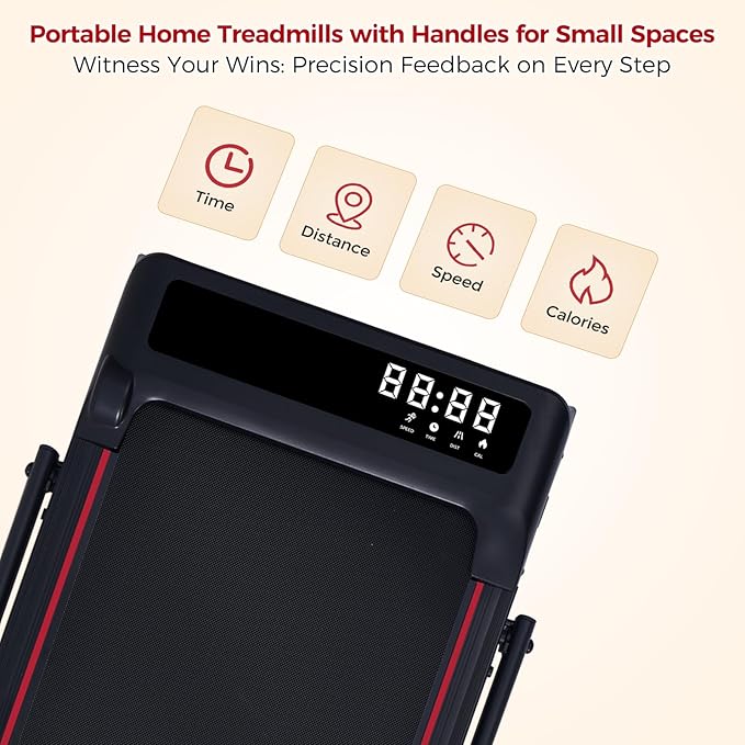 Walking Pad with Handle Bar, 3.0HP Compact Portable Walking Pad Treadmills for Home Small with Handles, 0.6-6.2MPH Electric Small Under The Desk Treadmill for Small Space, 320LBS