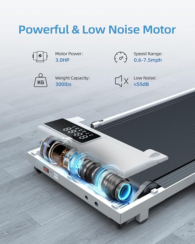 Walking Pad Treadmill with Handle Bar 3.0 HP Foldable Treadmills 300LBS Capacity Folding Walking Pad 3 in 1 Under Desk Treadmill Remote Control with APP