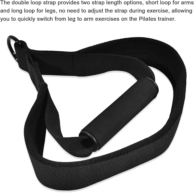 Pilates Double Loop Straps for Reformer, D Ring Straps Handle, Yoga Exercise Straps, 2 PCS