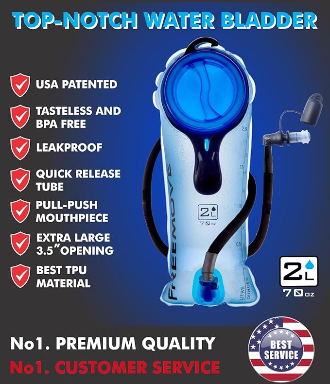 Hydration Pack with 2L or 3L Water Bladder & Cooler Bag > Keeps Drink Cool & Protects Bladders > Camelback Reservoir for Hydration Backpack, Tasteless & BPA Free, Quick Release Tube & Shutoff Valve