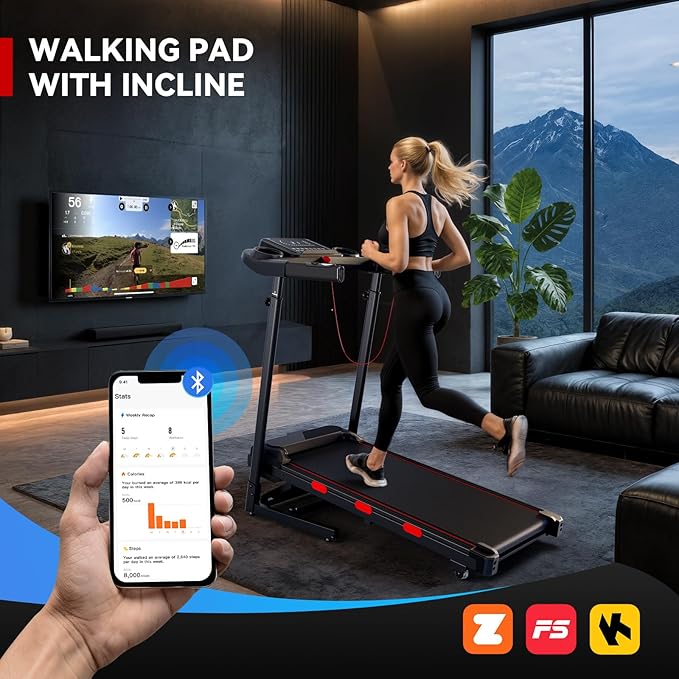 8.7MPH Incline Treadmill for Running and Walking, 3.5HP Quiet BLDC Treadmills for Home with Double Deck Technology, 350 lbs Weight Capacity, APP, Heart Rate