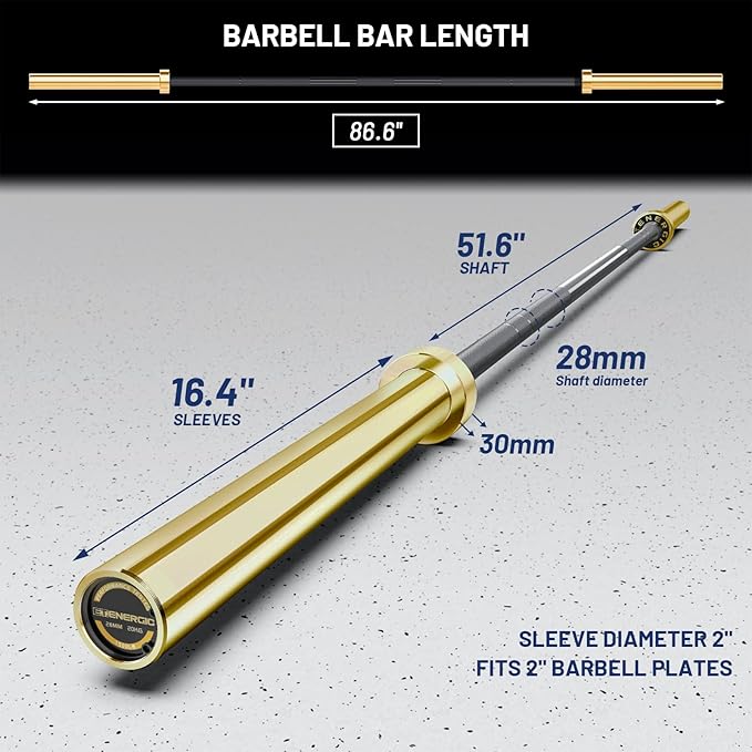 7ft Olympic Barbell Bar 45LB Load 1500lbs Capacity Available, for Gym Home Exercises, Weightlifting, Powerlifting for 2" Olympic Plates