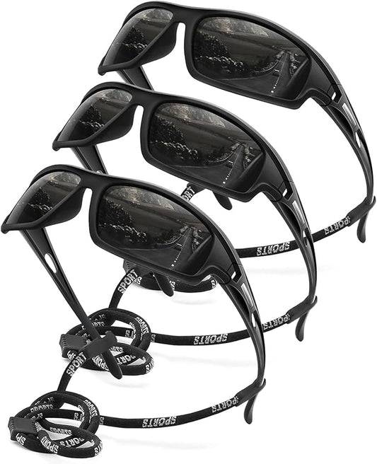 3PACK Polarized Sports Sunglasses for Men Driving Golf Fishing Running Sun Glasses UV400 Protection