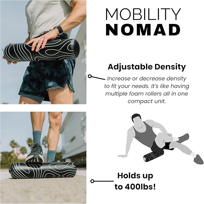 Inflatable Foam Roller – Travel Foam Roller for Muscle Recovery, Deep Tissue Massage, Physical Therapy, Hiking, Backpacking, Gym, Home – Includes Pump, Bag – Adjustable Firmness