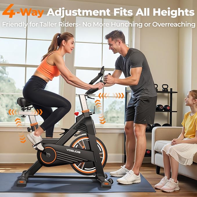 YOSUDA PRO Magnetic Exercise Bike 350 lbs Weight Capacity - Indoor Cycling Bike Stationary with Comfortable Seat Cushion, Silent Belt Drive