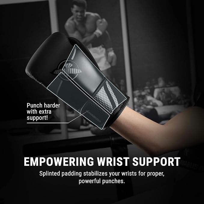 Hayabusa Sport Boxing Gloves for Men and Women – Dual-Splinted Wrist Support, Multi-Density Foam Padding, Contoured Fit – Ideal for Boxing, Kickboxing, and Muay Thai Training