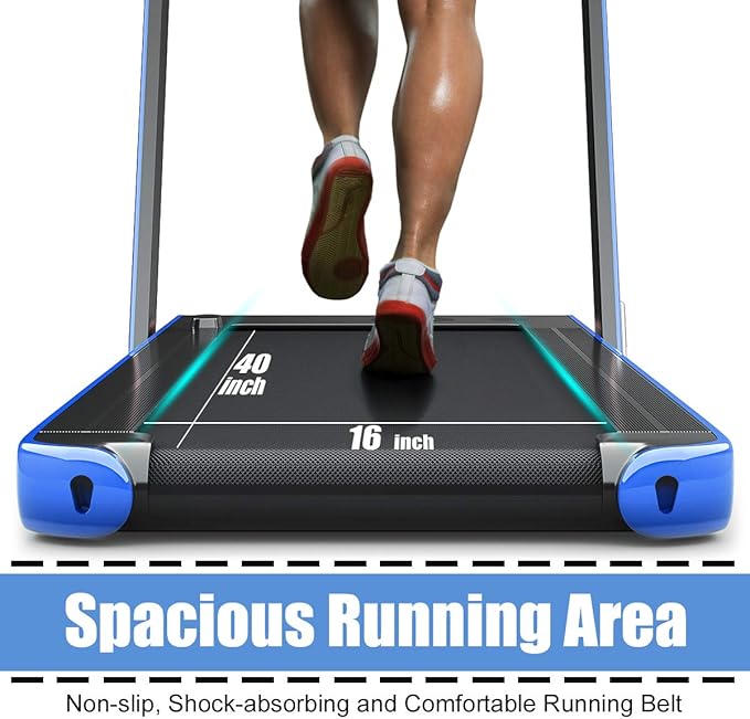 GYMAX Walking Pad, 2.25HP Foldable Treadmill with Smart App & Remote Control, Bluetooth LED Monitor, Small Spaces Compact Running Machine, Folding Portable Under Desk Treadmill for Home Office