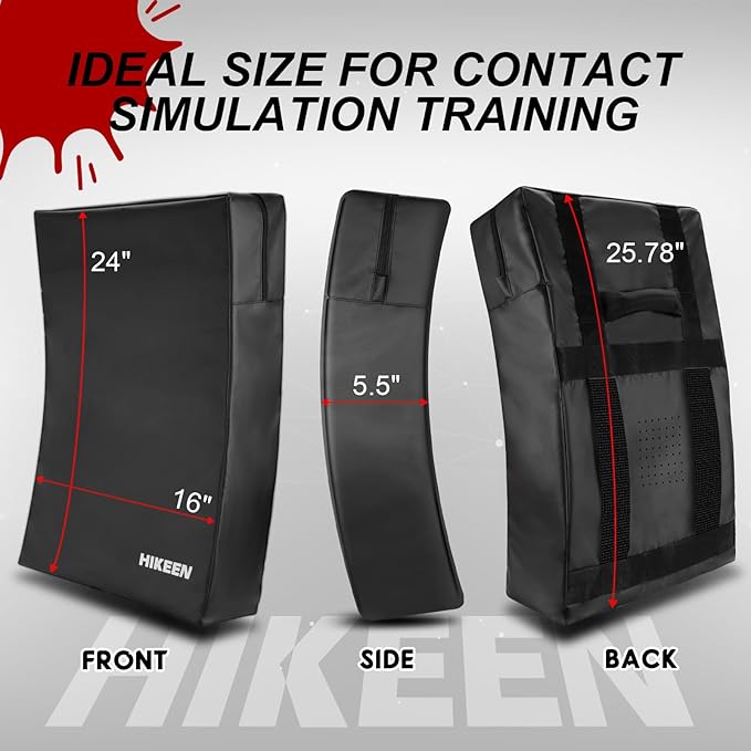 Hikeen Kick Shield Muay Thai Pads, Denser Softer Foam Kick Boxing Pads for MMA, Martial Arts, Karate, Taekwondo, Punching, Foot, Knee and Elbow Target- 24"x16" Blocking Pad with Handles (1PCS)