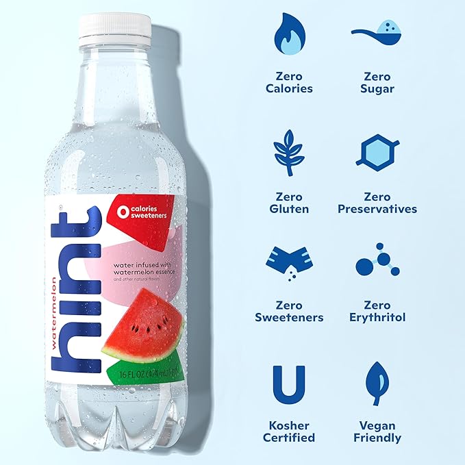 Hint Flavored Bottled Water, 3-Flavor Mega Variety Pack - Purified Water Beverages with Zero Calories, Natural Flavors, and Sugar Free - 16 Fl Oz (Pack of 18)