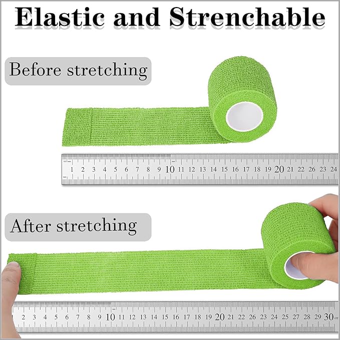 8 Pack 2 in x 5 Yards Cohesive Wrap Self Adhesive Bandage Wrap Elastic Self Adherent Wrap Self Stick Vet Tape for Athletic, Wrist, Ankle, Knees, Pets (Grass Green)