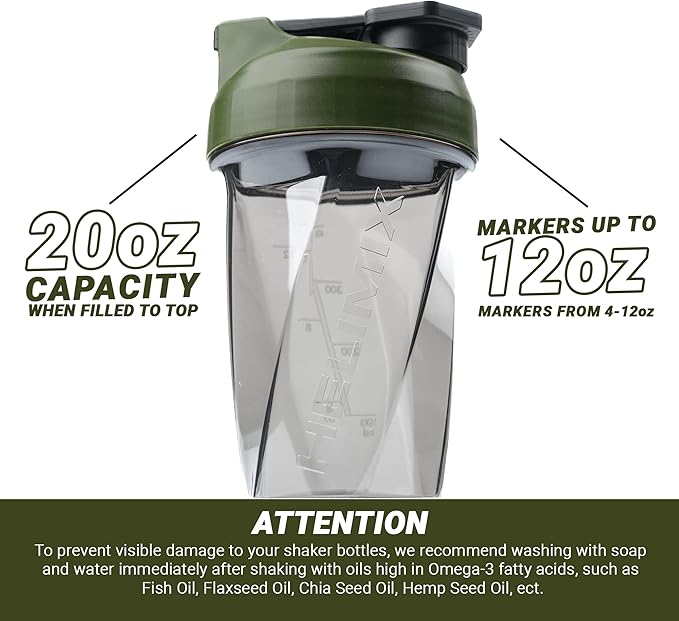 HELIMIX 1.5 Vortex Blender Shaker Bottle Holds Upto 20oz | No Blending Ball or Whisk | USA Made | Portable Pre Workout Whey Protein Drink Shaker Cup | Mixes Cocktails Smoothies Shakes | Top Rack Safe