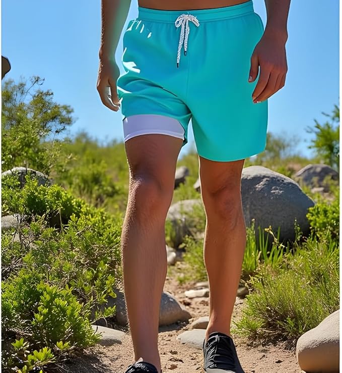 INGEAR Men's Athletic Stretch Workout Shorts Gym Quick Dry Running Trunks Boxer Lining