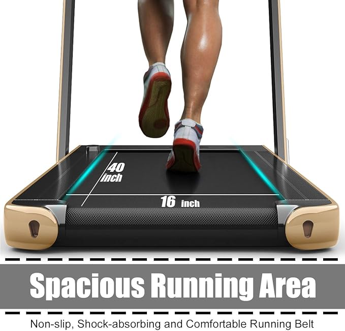 GYMAX Walking Pad, 2.25HP Foldable Treadmill with Smart App & Remote Control, Bluetooth LED Monitor, Small Spaces Compact Running Machine, Folding Portable Under Desk Treadmill for Home Office