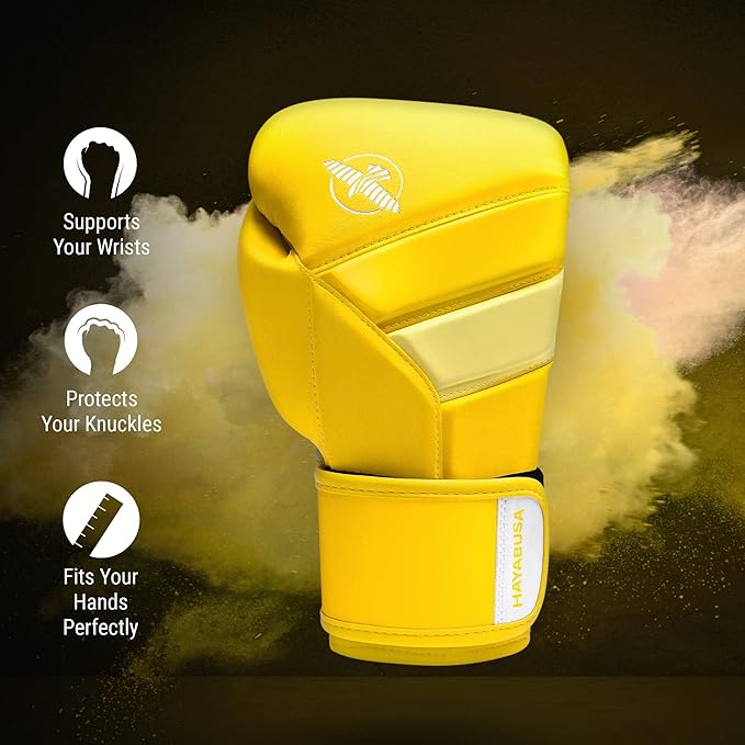 Hayabusa T3 Boxing Gloves for Men and Women Wrist and Knuckle Protection, Dual-X Hook and Loop Closure, Splinted Wrist Support, 5 Layer Foam Knuckle Padding