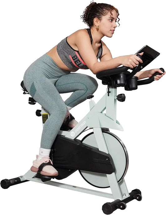 DeerRun Exercise Bike, Indoor Cycling Bike Brake Pad/Adjustable Magnetic Stationary Bike with App, Low Noise Workout Bike for Home Cardio 300lbs Weight Capacity with Pad Mount & LCD Monitor