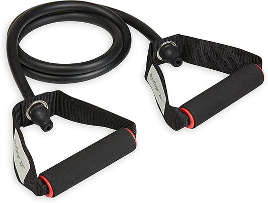 Reebok Resistance Tube Full Body Workout, Warm-Up & Strength Training Resistance Bands with Handles, Non-Slip Stretch Bands for Exercise, Fitness Bands for Men & Women