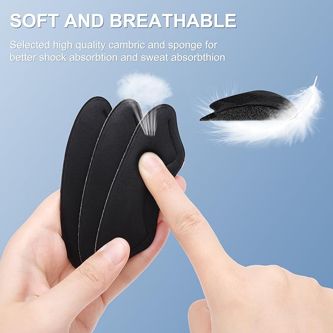 6 Pairs Heel Cushion Pads for Shoes Too Big, Shoe Grips Liners Heel Protectors for Loose Shoes, Heel Pain, Blisters and Rubbing, Anti Slip Shoe Filler Make Shoes Fit Tighter(Black)