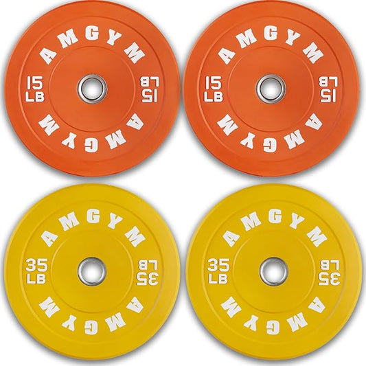 2 Inch Bumper Plates，10-500lbs，Barbell Rubber Olympic Weight Plates Set for Home Gym, Strength Training & Weight Lifting, Multiple Options Colors