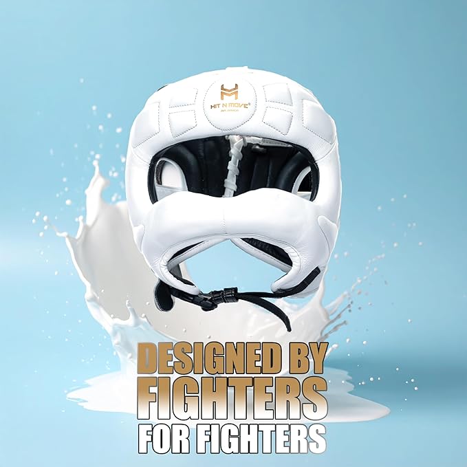 HIT N MOVE® Air Armor Face Saver Boxing Headgear, Lightweight Protective Gear for MMA, Kickboxing, Martial Arts, Training & Sparring and Combat Sports