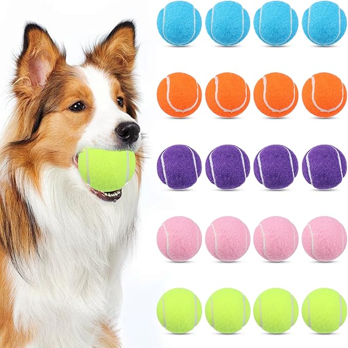 20Pcs Small Tennis Balls for Dogs, 2 Inch Colorful Mini Tennis Balls 5 Colors Pet Puppy Ball for All 2 Inch Dog Ball Launchers