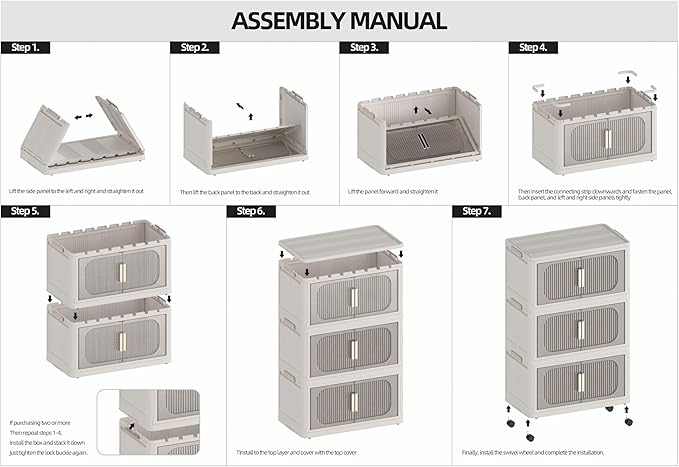 Holaki 256 QT Storage Bins with Lid, 4 Tiers Collapsible Closet Organizers, Stackable Plastic Storage Bins Cabinet with Wheels and Magnetic Door(Black Larger)