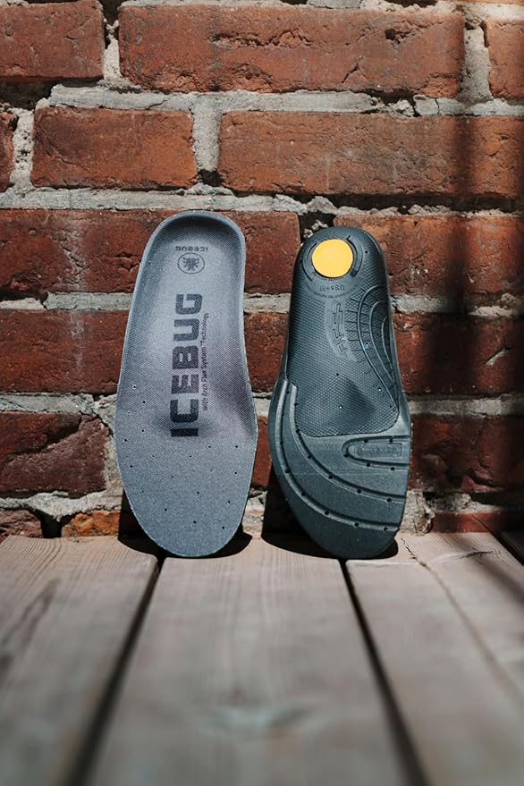 Icebug Comfort Insoles with Dynamic Arch Support, Charcoal High Arch, M 6/W 7.5-8