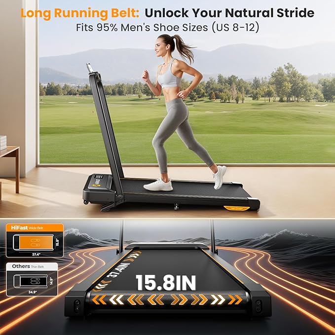 Walking Pad Treadmill, 3 in 1 Foldable Under Desk Treadmills for Home Office, Small Walking Pad with Incline Handle Bar, 300lbs Capacity 2.5HP Portable Running Machine with APP Remote Control
