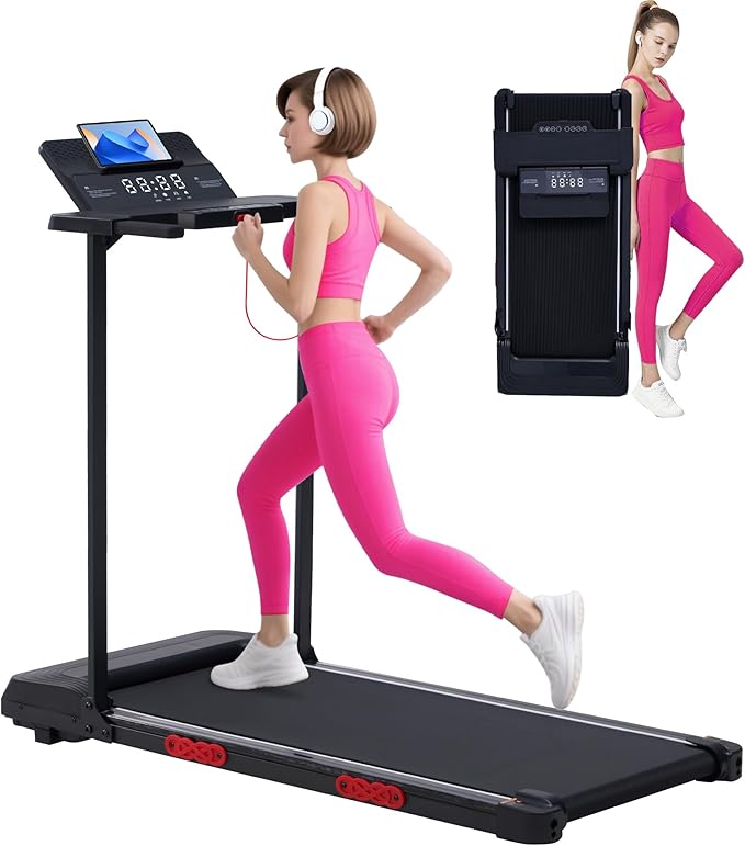 Walking Pad Treadmill with Handle Bar, 3.5HP Compact Electric Walking Pads Treadmills with Handles for Home Apartment Small, 0.6-10MPH Portable Foldable Folding Small Treadmill Home, 400LBS Capacity