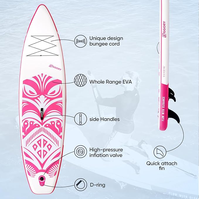 Inflatable Paddle Board,Stand Up Paddle Board Set, Extra Wide SUP Board with Removable Fin, Floating Paddle, Hand Pump, Waterproof Phone Pouch,Traveling Board