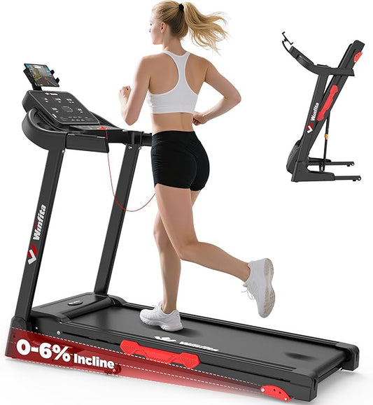 Treadmill with Incline, 300 LBS Capacity, 8 MPH or 10 MPH Speed, Bluetooth, App, Pause Function, Folding Treadmills for Home with 64 Programs, 17'' or 18'' Wide Belt, Heart Rate, BMI Detector