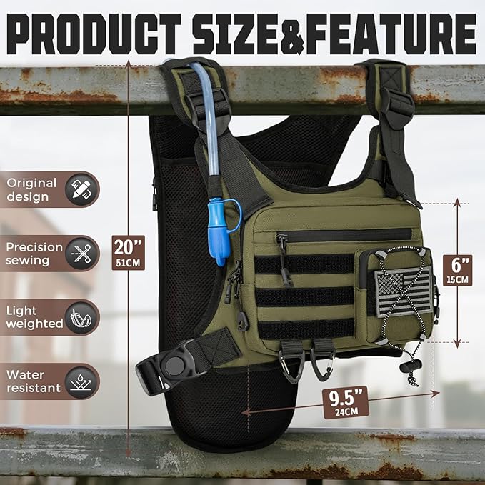 Hydration Vest with 2L Water Bladder for Men and Women,Lightweight Adjustable Hydration Backpack,Reflective Running Hydration Chest Bag for Hiking Climbing Cycling