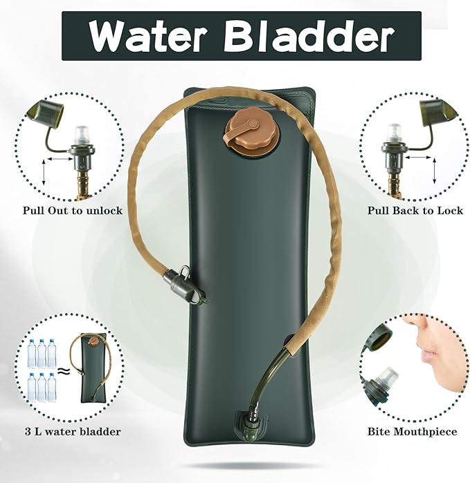 4 Pack Tactical Hydration Backpack with 3L Water Bladder Military Daypack Water Backpack Lightweight Hydration Back Pack for Running Cycling Climbing Hiking for Men Women