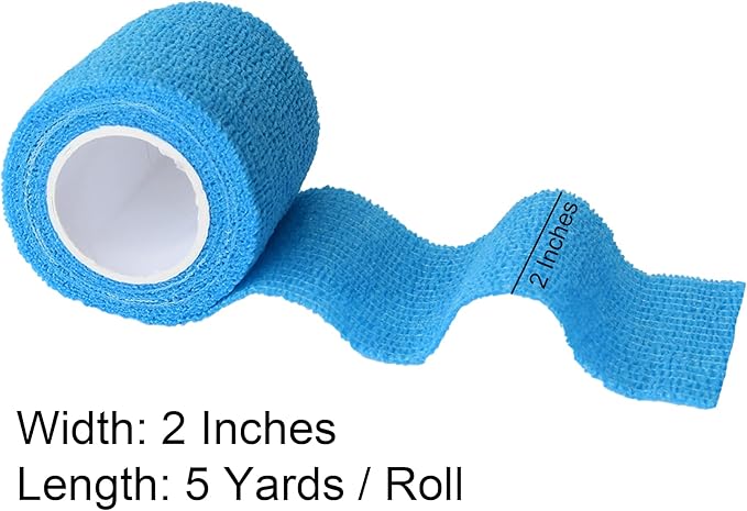 15 Pack Cohesive Wrap 2 Inch x 5 Yards Self Adherent Vet Tape for Pets, Elastic Self Adhesive Bandage Wrap for Sports, Finger, Wrist, Ankle (Blue)